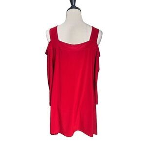 Clara Sun Woo Red Signature Cold Shoulder Tunic Blouse Size Medium